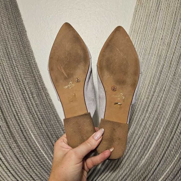 42 Gold Gray Suede Pointed Mules Sz 6 - Picture 6 of 7